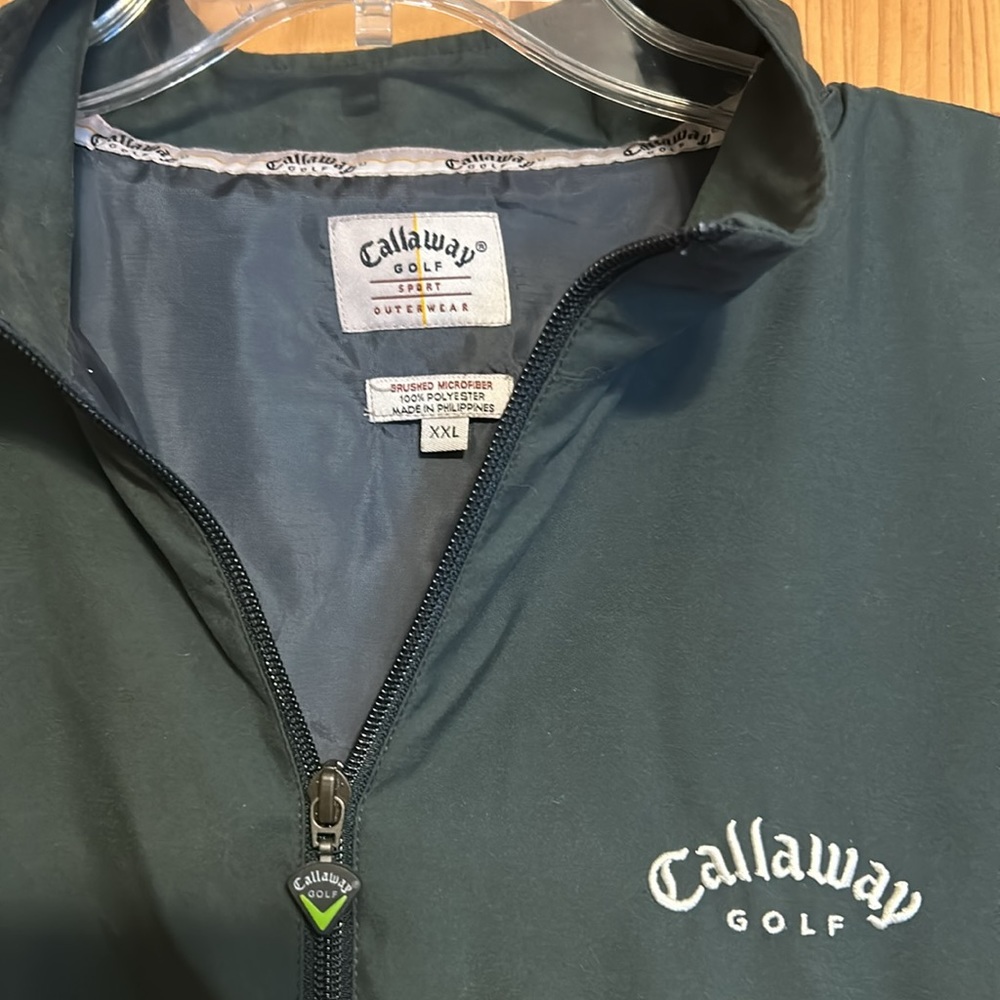 Men’s Callaway Golf 3/4 Sleeve and Zip Wind Shirt Dark Green Size XXL - Picture 2 of 3